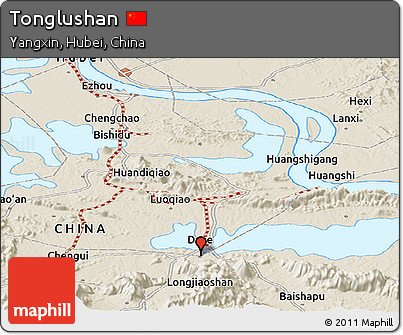 Shaded Relief Panoramic Map of Tonglushan