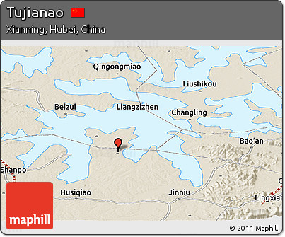 Shaded Relief Panoramic Map of Tujianao