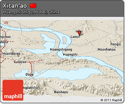 Shaded Relief Panoramic Map of Xitan'ao