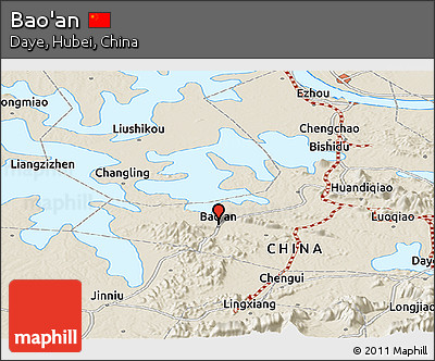 Shaded Relief Panoramic Map of Bao'an