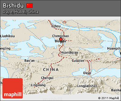 Shaded Relief Panoramic Map of Bishidu