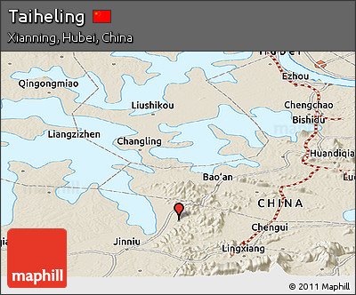 Shaded Relief Panoramic Map of Taiheling