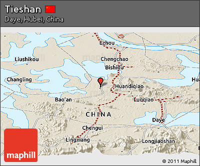 Shaded Relief Panoramic Map of Tieshan