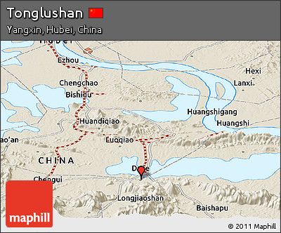 Shaded Relief Panoramic Map of Tonglushan