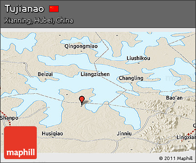 Shaded Relief Panoramic Map of Tujianao