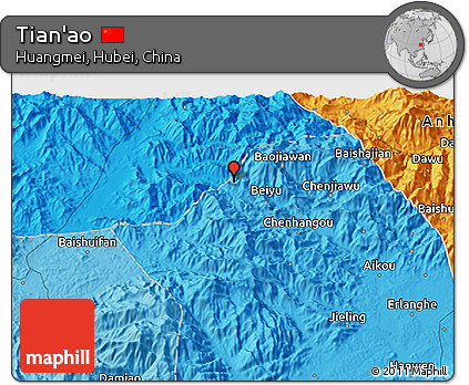 Political 3D Map of Tian'ao