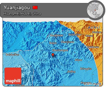 Political 3D Map of Yuanjiagou