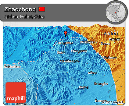 Political 3D Map of Zhaochong