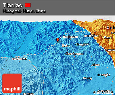 Political 3D Map of Tian'ao