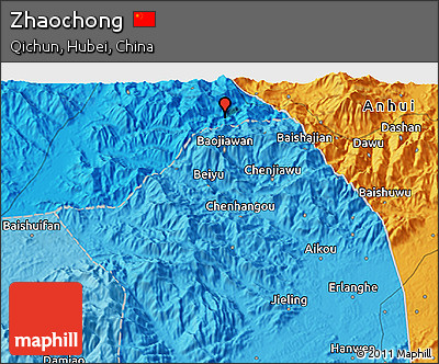 Political 3D Map of Zhaochong