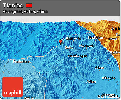 Political 3D Map of Tian'ao