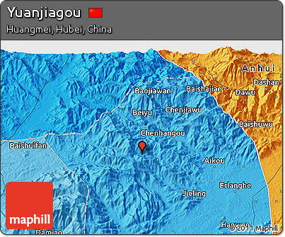 Political 3D Map of Yuanjiagou