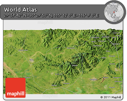 Satellite 3D Map of the Area around 30° 13' 46" N, 115° 40' 30" E