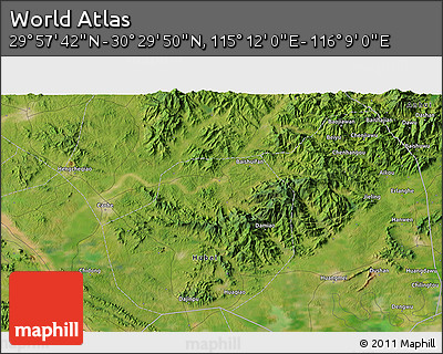 Satellite 3D Map of the Area around 30° 13' 46" N, 115° 40' 30" E