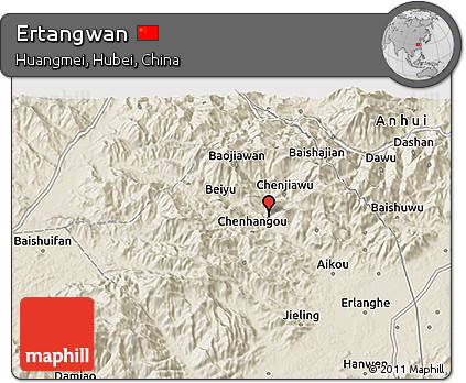 Shaded Relief 3D Map of Ertangwan