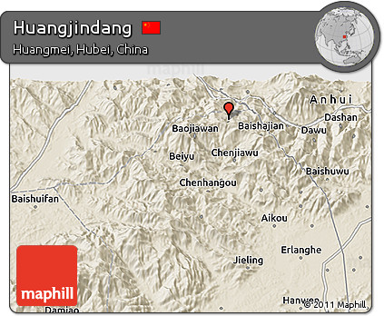 Shaded Relief 3D Map of Huangjindang