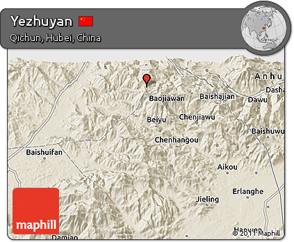 Shaded Relief 3D Map of Yezhuyan