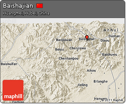 Shaded Relief 3D Map of Baishajian
