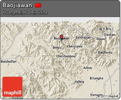 Shaded Relief 3D Map of Baojiawan