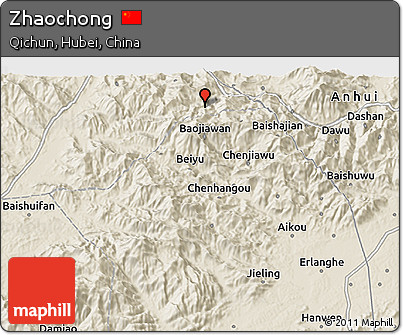Shaded Relief 3D Map of Zhaochong