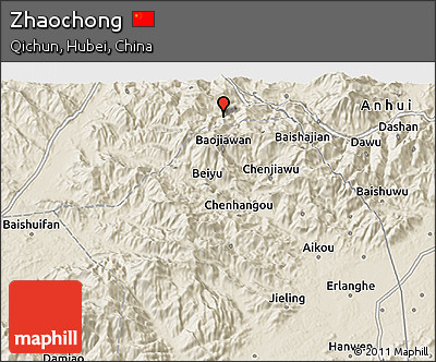 Shaded Relief 3D Map of Zhaochong
