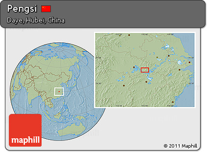 Savanna Style Location Map of Pengsi, hill shading
