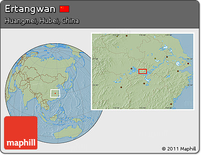 Savanna Style Location Map of Ertangwan, hill shading