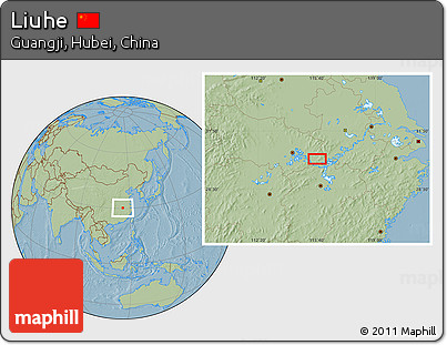 Savanna Style Location Map of Liuhe, hill shading