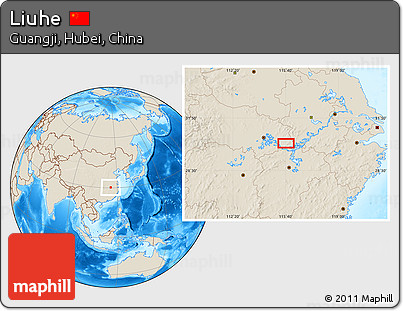 Shaded Relief Location Map of Liuhe