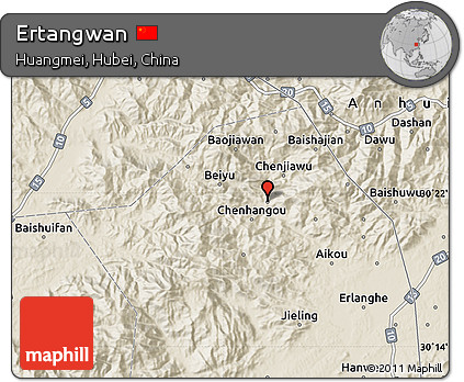 Shaded Relief Map of Ertangwan