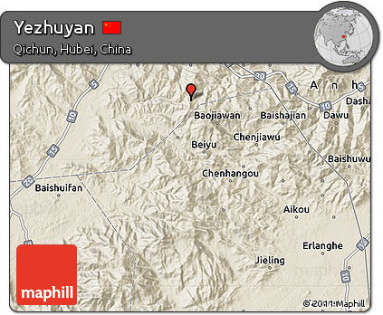 Shaded Relief Map of Yezhuyan