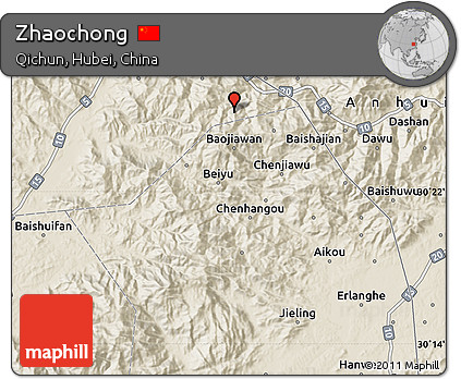 Shaded Relief Map of Zhaochong
