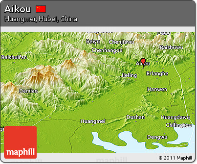 Physical Panoramic Map of Aikou