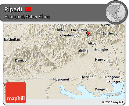 Shaded Relief Panoramic Map of Pipadi