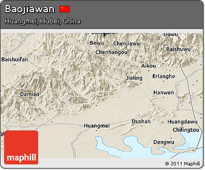 Shaded Relief Panoramic Map of Baojiawan