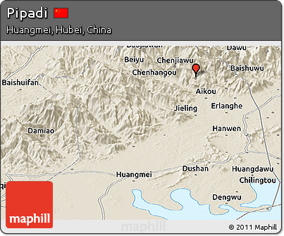 Shaded Relief Panoramic Map of Pipadi