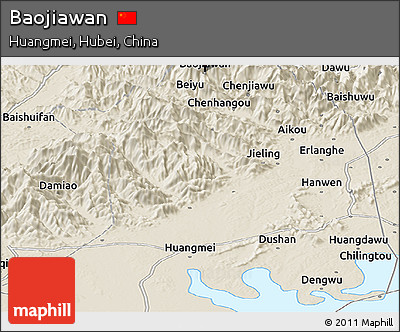 Shaded Relief Panoramic Map of Baojiawan