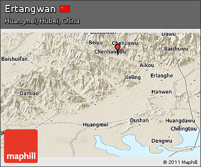 Shaded Relief Panoramic Map of Ertangwan