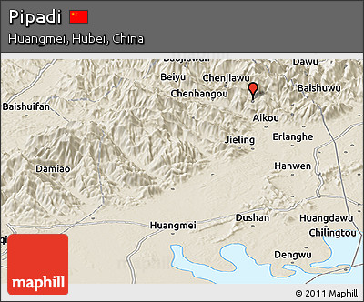 Shaded Relief Panoramic Map of Pipadi