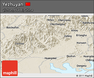 Shaded Relief Panoramic Map of Yezhuyan