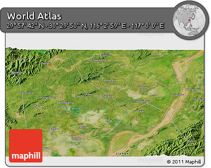 Satellite 3D Map of the Area around 30° 13' 46" N, 116° 31' 30" E