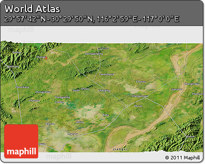 Satellite 3D Map of the Area around 30° 13' 46" N, 116° 31' 30" E