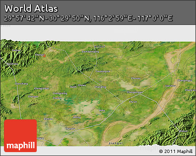 Satellite 3D Map of the Area around 30° 13' 46" N, 116° 31' 30" E