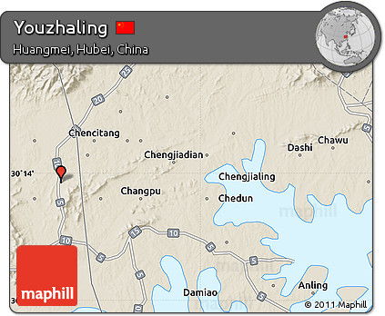 Shaded Relief Map of Youzhaling