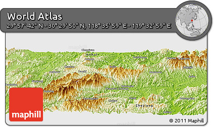 Physical Panoramic Map of the Area around 30° 13' 46" N, 119° 4' 29" E