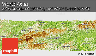 Physical Panoramic Map of the Area around 30° 13' 46" N, 119° 4' 29" E
