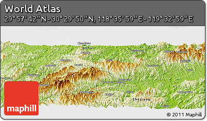 Physical Panoramic Map of the Area around 30° 13' 46" N, 119° 4' 29" E