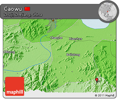 Political 3D Map of Caowu