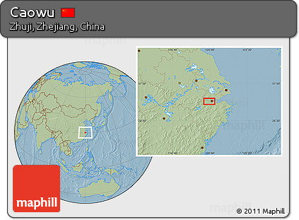 Savanna Style Location Map of Caowu, hill shading