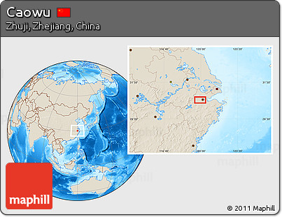 Shaded Relief Location Map of Caowu